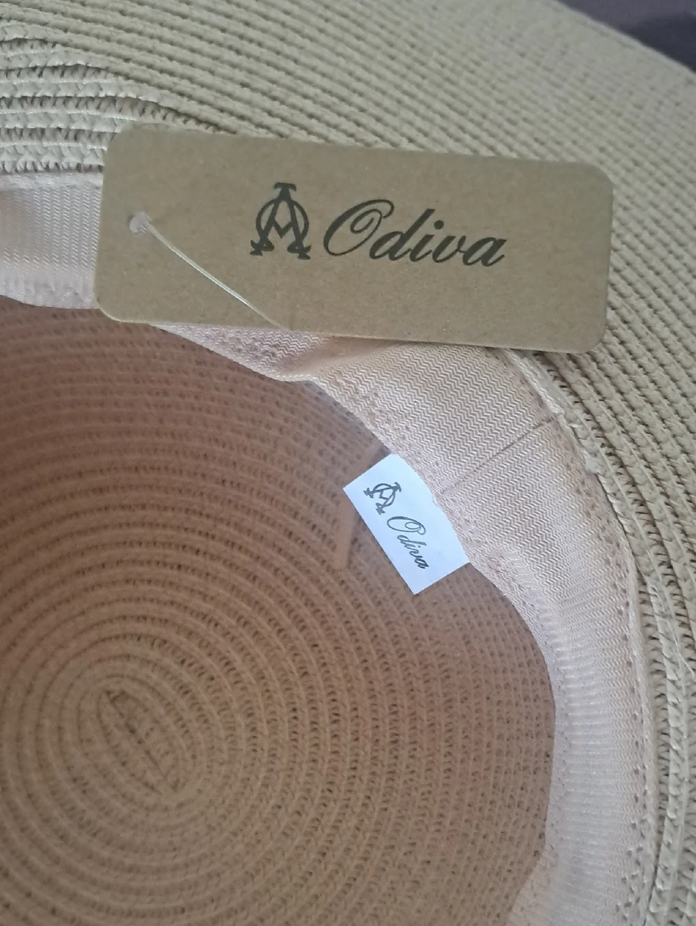Diva Beige Wide Brim Sun Hat with Purple Floral Bow